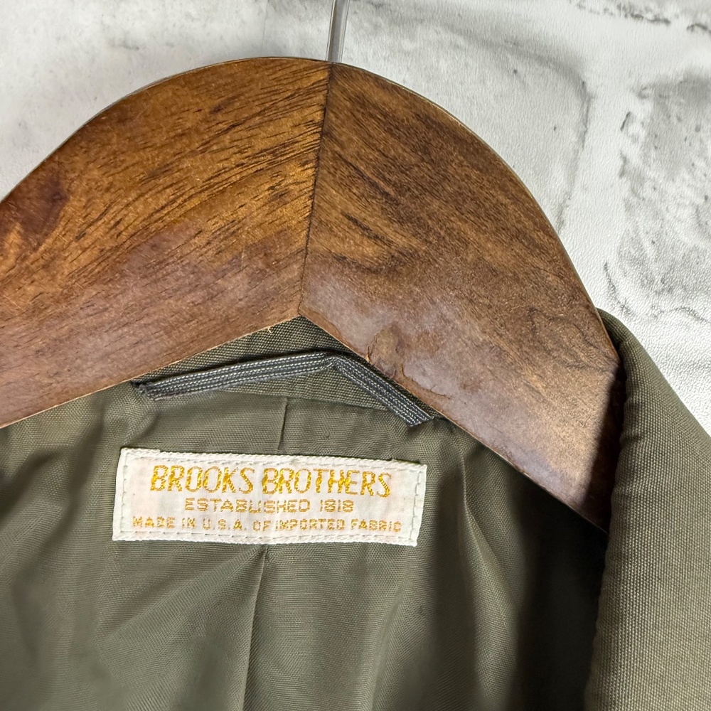 Brooks Brothers Makers Vintage Dull Green Cotton Blazer Suit Jacket Mens 45R - Picture 3 of 12
